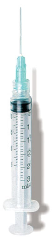 3cc Syringe/Needle Combination with Luer-Lock Tip, 25g x 1