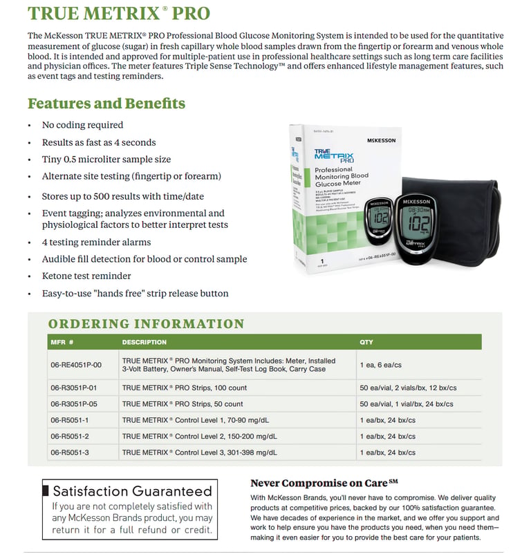 Blood Glucose Control Solution McKesson TRUE METRIX 3 mL Level 1